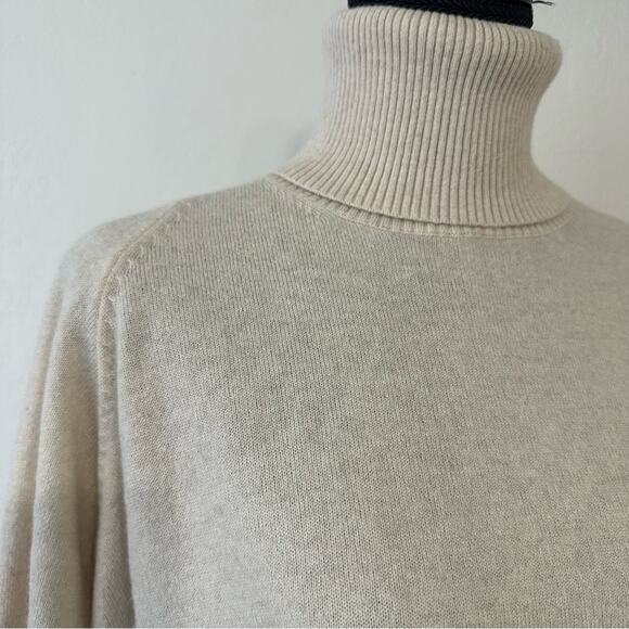 Rosetta Getty Mélange Cashmere Turtleneck size XS Sweater in Ecru Oversized - Picture 3 of 10